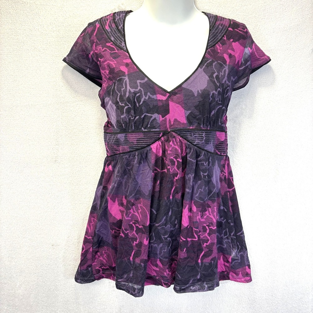 Vintage Y2K Mesh Babydoll Top Petite Large Purple Witchy Whimsigoth Fairy Grunge